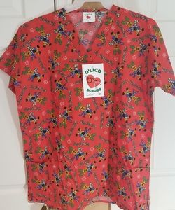 O'Lico Holiday Uniform Scrub Tops size M